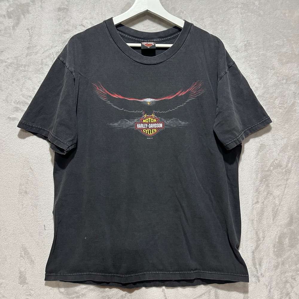 VTG Harley Davidson T Shirt XL Black Eagle Lake Shore Libertyville IL 2002 H-D
